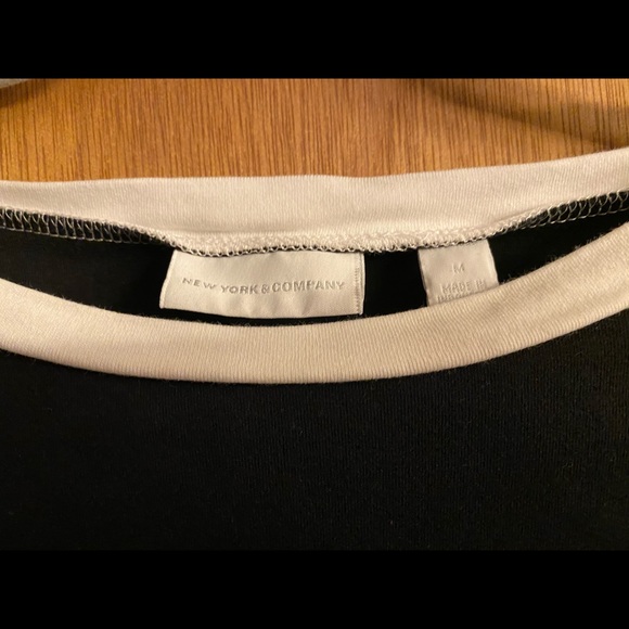 NY and Co Cotton Black/White Colorblock Dress Med - Picture 3 of 4